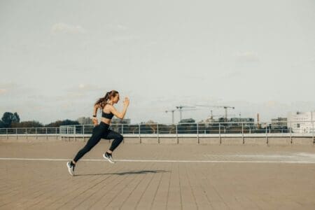 girl running with running shoes