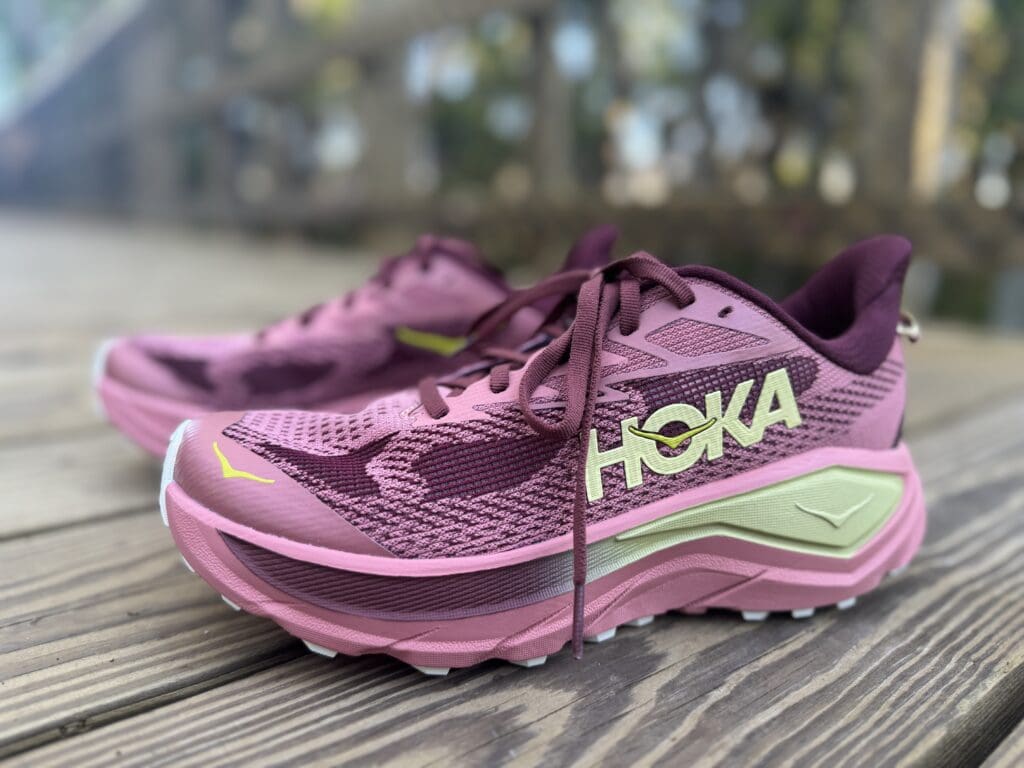 hoka challenger 8 on trail bridge