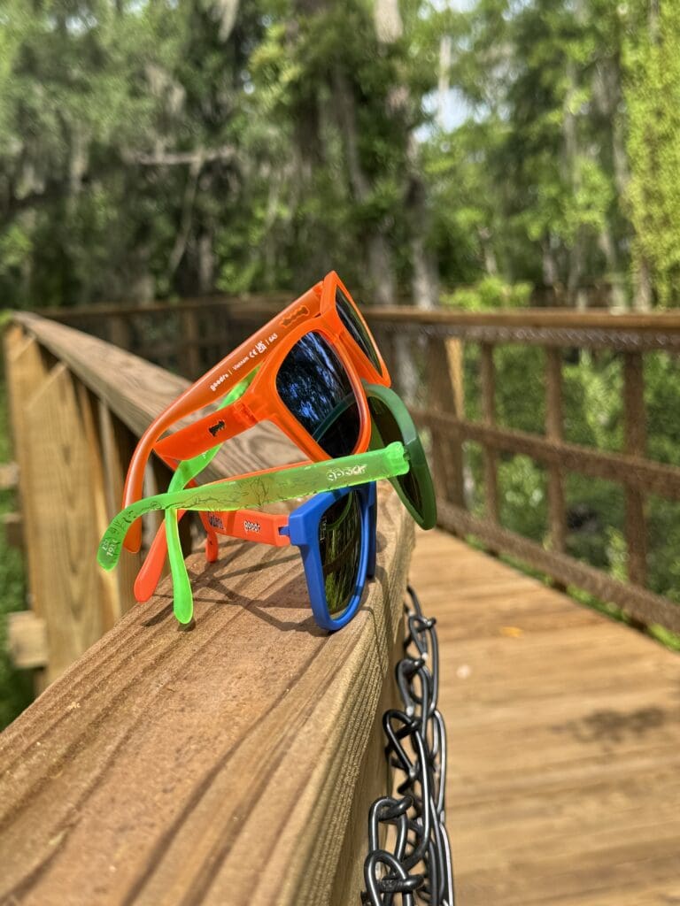 goodr sunglasses stacked on top of each other