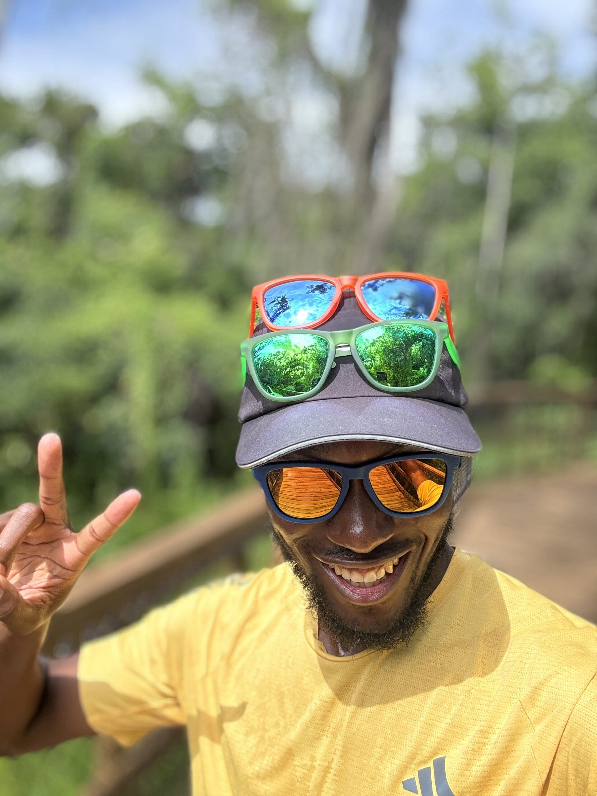 goodr sunglasses on head
